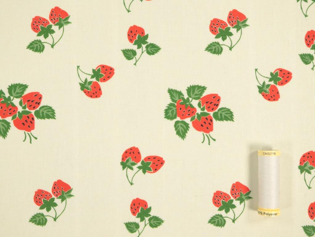 Strawberry Fayre Viscose & Linen in Cream