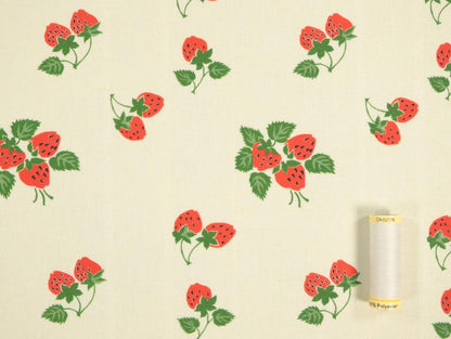 Strawberry Fayre Viscose & Linen in Cream