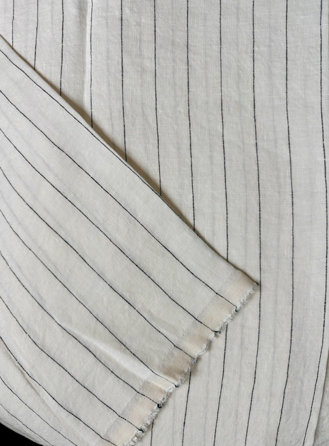 Deadstock Striped Linen in White