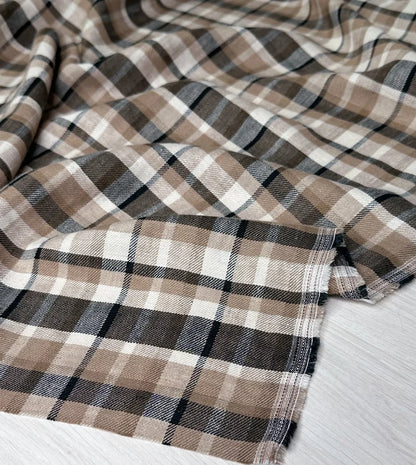Coffee Linen/Cotton Check