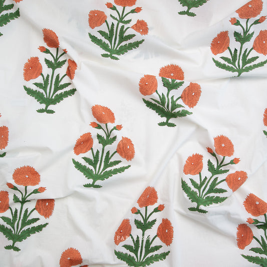 Cotton Floral Sienna Block Print