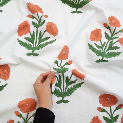 Cotton Floral Sienna Block Print