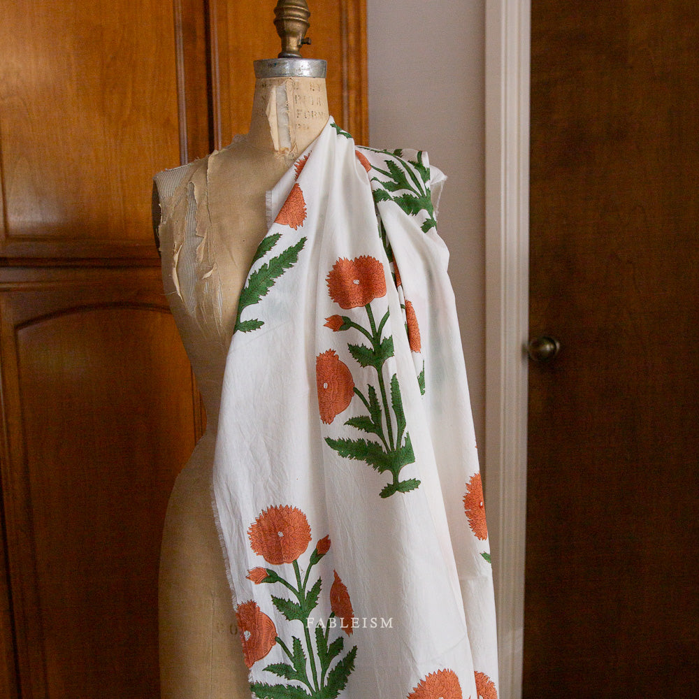 Cotton Floral Sienna Block Print