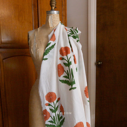 Cotton Floral Sienna Block Print