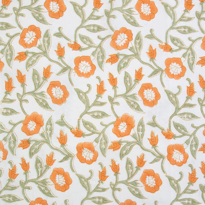 Trumpet Vines Cotton Block Print in Sage