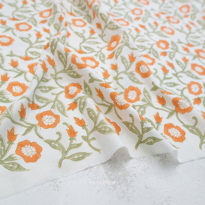 Trumpet Vines Cotton Block Print in Sage