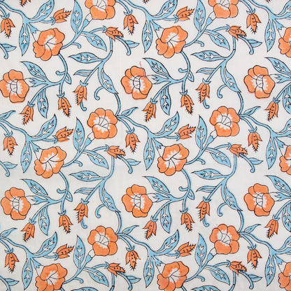 Trumpet Vines Cotton Block Print in Winter