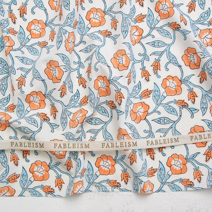 Trumpet Vines Cotton Block Print in Winter