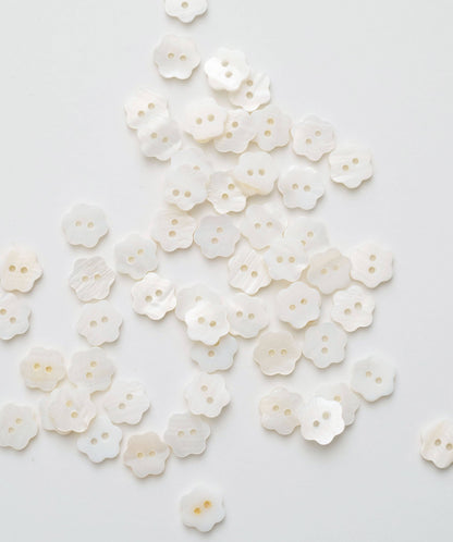 Flower Shaped Shell Buttons: Set of 12