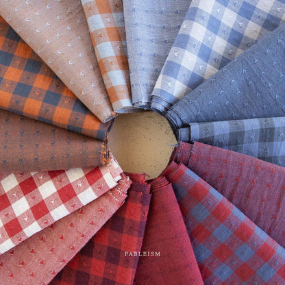 Dobby Hearts Gingham Alice by Fableism Fabric sold by 1/2 yard extra wide | muted plaid 100% Cotton woven fabric quilting & clothes
