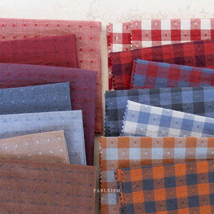 Dobby Hearts Gingham Alice by Fableism Fabric sold by 1/2 yard extra wide | muted plaid 100% Cotton woven fabric quilting & clothes