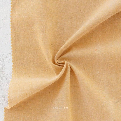 Yellow Sunshine Chambray Fabric by Fableism sold by 1/2 yard | Earthy minimalist Bamboo/Cotton woven fabric for quilting, clothes
