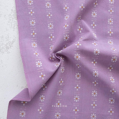 Forest Forage Lavendar Sachet Daisies by Fableism Fabric by the 1/2 yard | Earthy boho floral 100% Cotton woven fabric for quilting, clothes