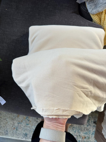 Oatmeal color organic cotton 2x1 rib knit sold by the half yard | Earthy stretch knit fabric for cuffs, bands, clothes and more!