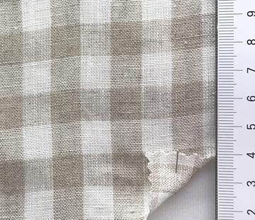 Deadstock Gingham Linen, sold by the 1/2 yard | Neutral beige/tan and white yarn dyed linen