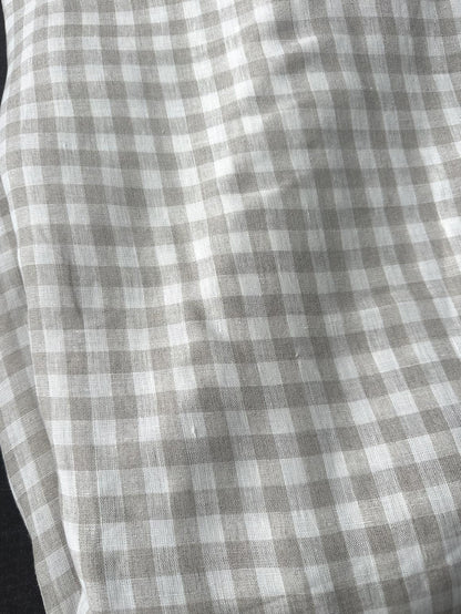 Deadstock Gingham Linen, sold by the 1/2 yard | Neutral beige/tan and white yarn dyed linen