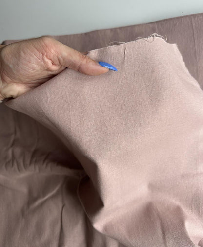 Dusty Pink Linen/Cotton Blend fabric sold by the 1/2 yard | Oeko-Tex certified sustainable fabric for apparel and home goods, medium-weight