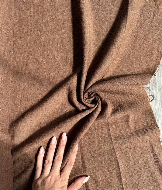 Deadstock chocolate brown fabric sold by the half yard | Cotton/linen blend light- to medium-weight loose weave fabric