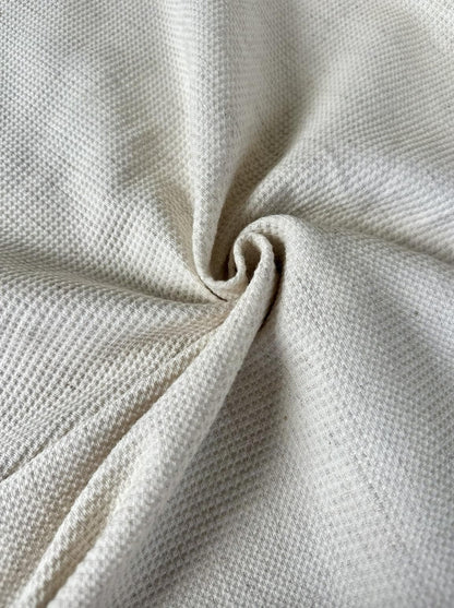 Deadstock white waffle fabric with subtle speckles sold by the half yard | Woven medium-weight fabric for apparel/clothes
