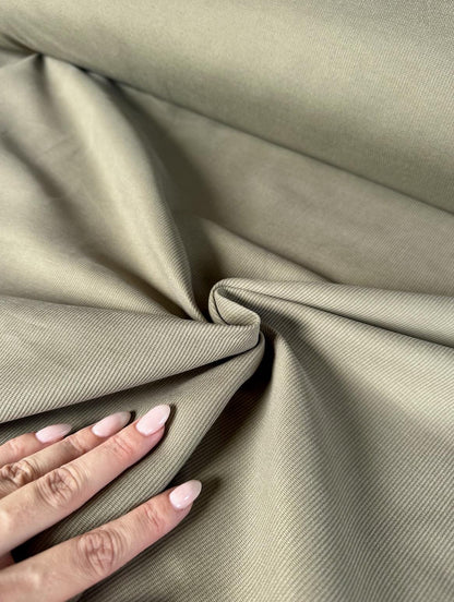 Deadstock pale olive green corduroy fabric sold by the half yard | Structured tightly-woven medium-weight cotton corduroy