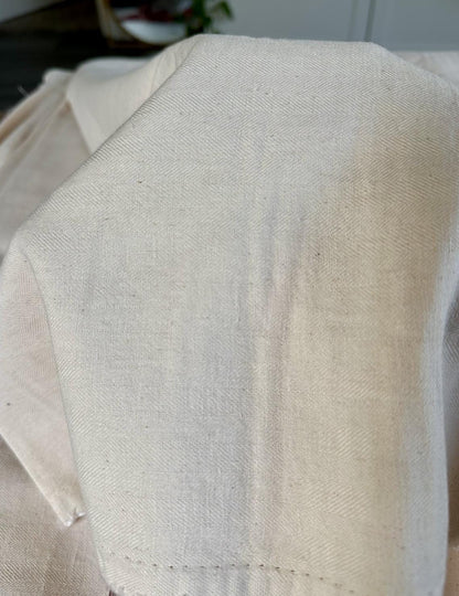 Beige Herringbone Linen/Cotton blend sold by the half yard | Light- to medium-weight linen for apparel and home decor