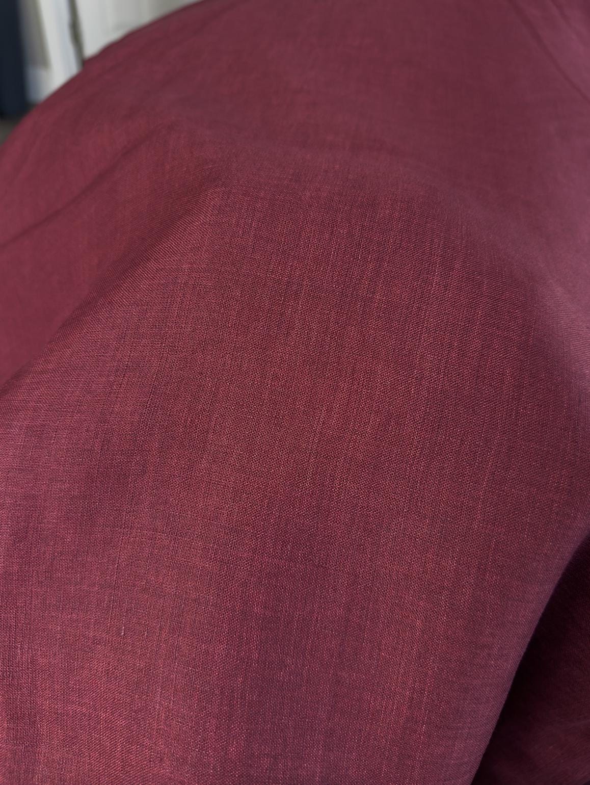 Maroon 100% Linen sold by the half yard | Lightweight linen for apparel and home decor