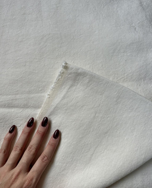 Cream 100% Linen sold by the half yard | Medium-weight linen for apparel and home decor