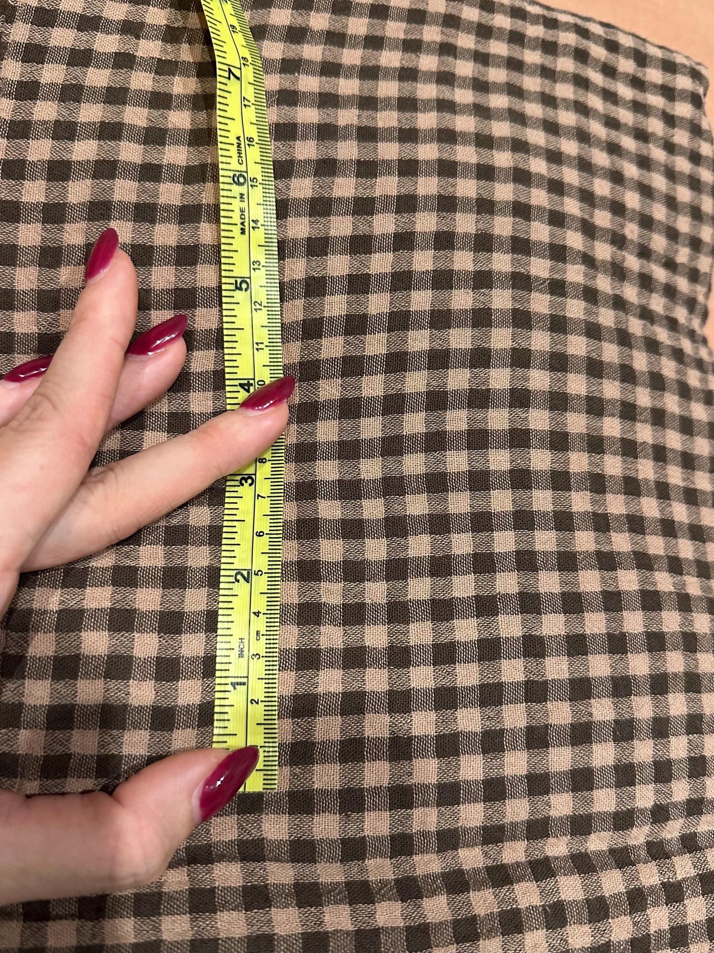 Organic Cotton Gauze Gingham Fabric in Plum | Sold by the half yard, checkered sustainable eco-friendly fabric