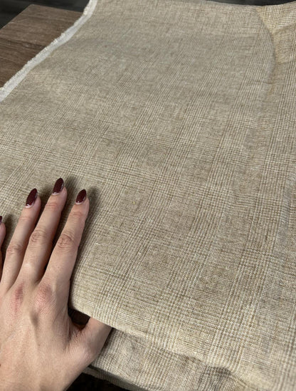 Yarn-Dyed 100% Linen sold by the half yard | Neutral subtly checkered medium-weight linen for apparel and home decor