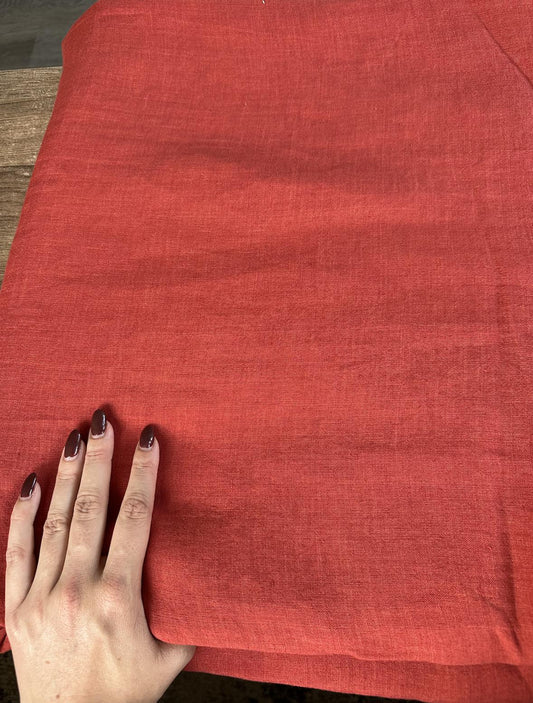 Brick red 100% Linen sold by the half yard | Lightweight linen for apparel and home decor