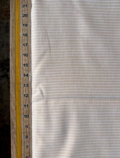 Striped Tan and White Linen/Cotton Blend sold by the half yard | Lightweight linen for apparel, home decor | Deadstock fabric