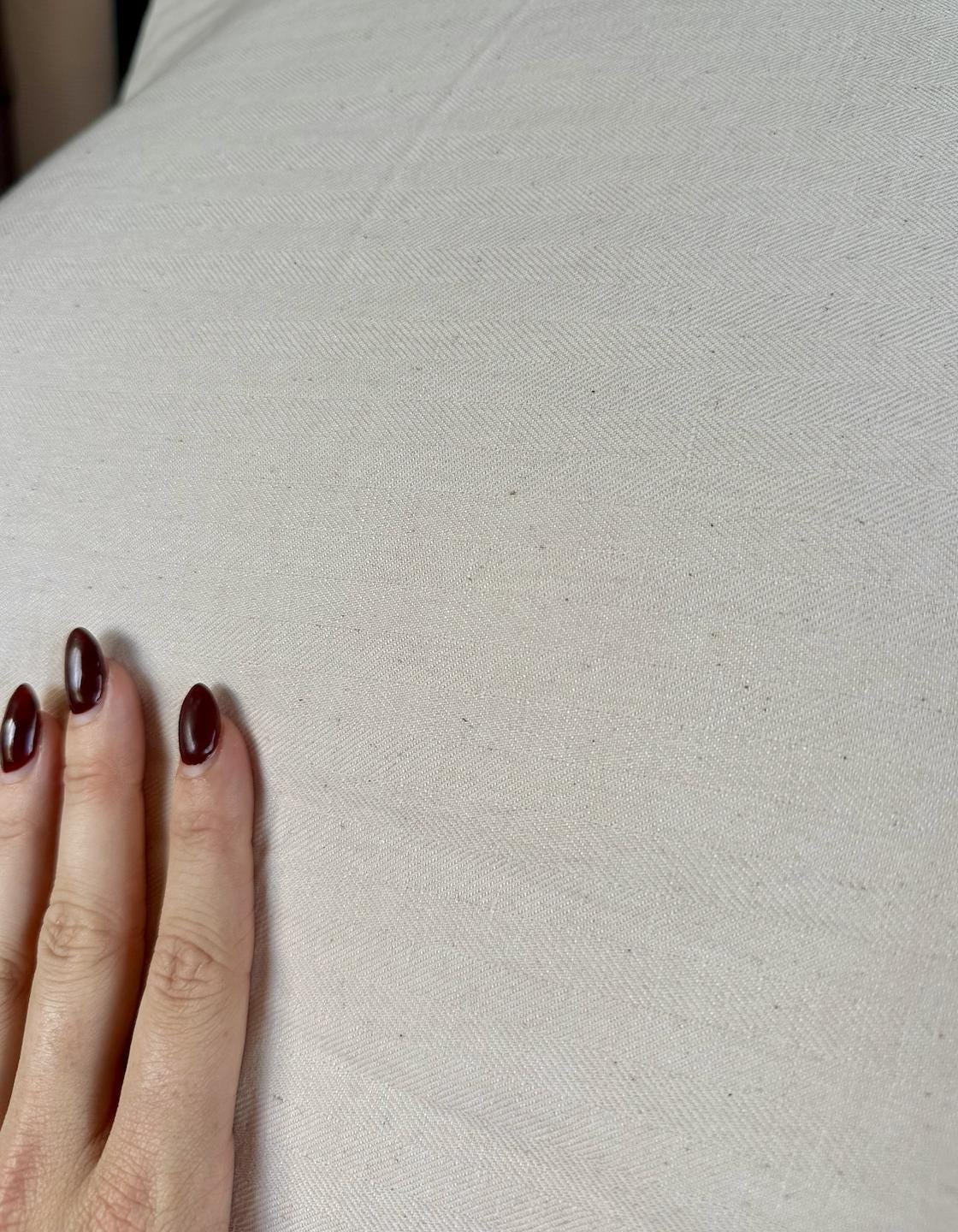 Beige Herringbone Linen/Cotton blend sold by the half yard | Light- to medium-weight linen for apparel and home decor