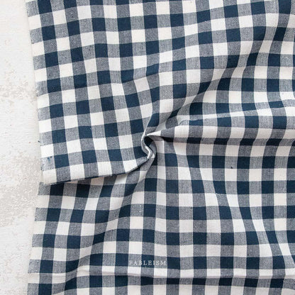 Camp Gingham in Midnight by Fableism Fabric sold by the 1/2 yard | Navy plaid 100% Cotton woven fabric for quilting, clothes