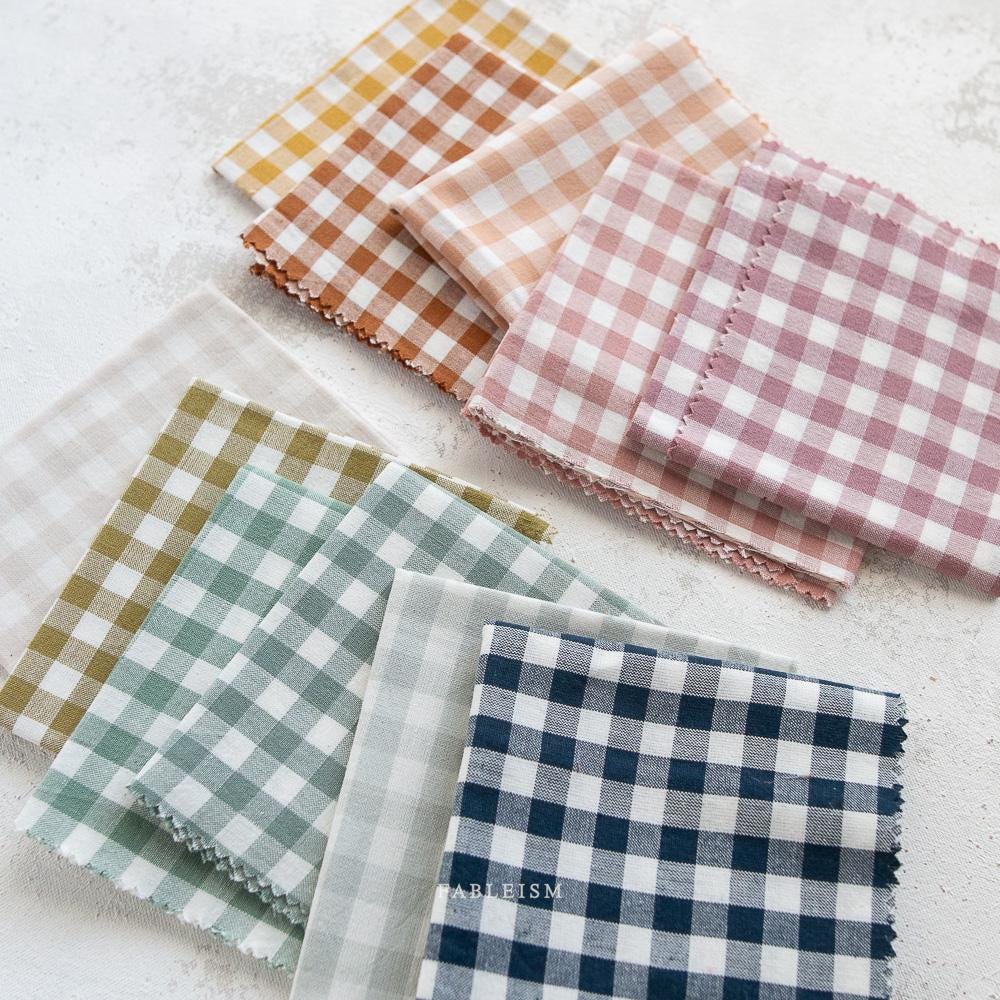 Camp Gingham in Midnight by Fableism Fabric sold by the 1/2 yard | Navy plaid 100% Cotton woven fabric for quilting, clothes