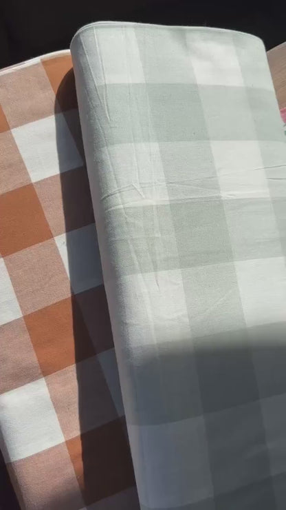 Camp Gingam in Mist by Fableism Fabric