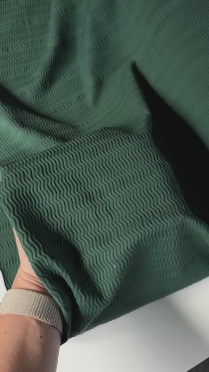 Deadstock Wave Textured Swim/Sport Jersey in Forest Green