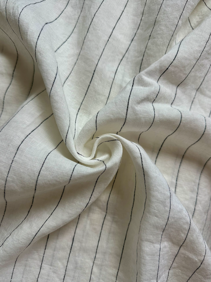 Deadstock Striped Linen in White